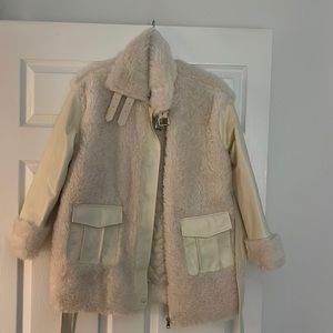 Leather Arm Sherpa Fur Bomber